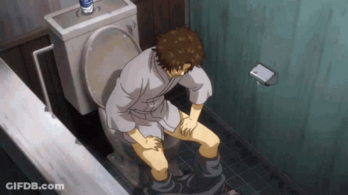 Man In Robe Sitting On Toilet GIF