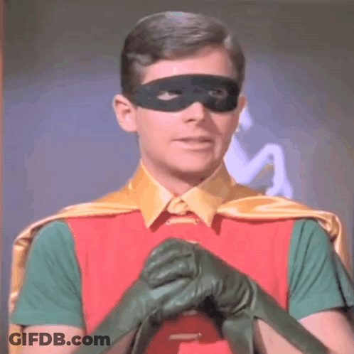 Man In Robin Costume With Mask GIF