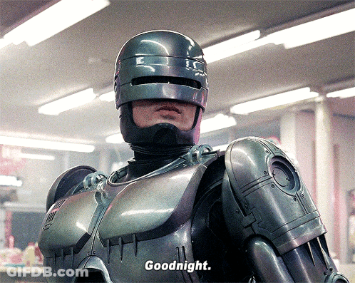 Man In Robotic Suit Saying Goodnight GIF