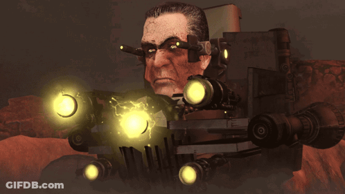 Man In Robotic Suit With 00 Glasses GIF