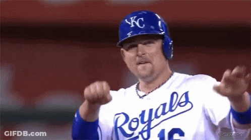 Man In Royals Jersey And Helmet GIF