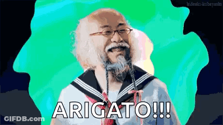 Man In Sailor Suit With Beard And Glasses Arigato GIF