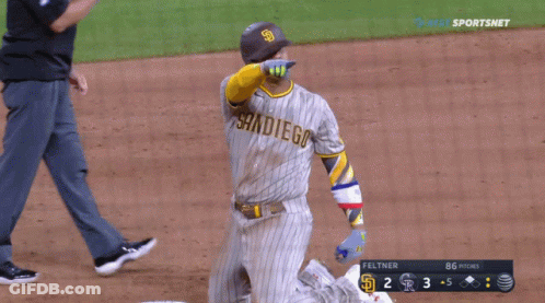 Man In San Diego Baseball Uniform GIF