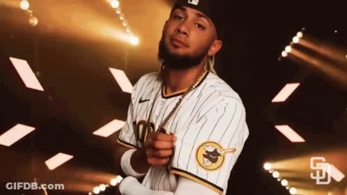 Man In San Diego Padres Jersey Facing Spotlight GIF