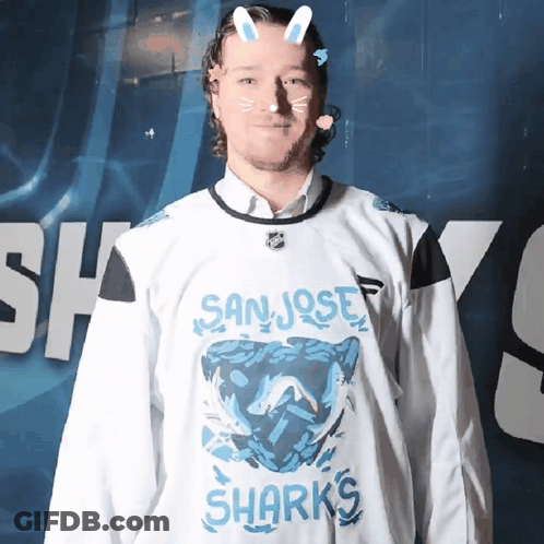 Man In San Jose Sharks Jersey GIF