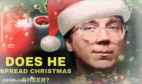 Man In Santa Hat And Glasses Spreading Christmas Cheer GIF