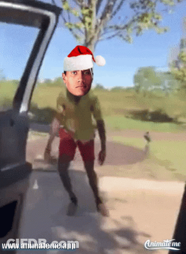 Man In Santa Hat Animated By Animate Me GIF
