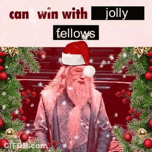 Man In Santa Hat Can Win With Jolly Fellows GIF