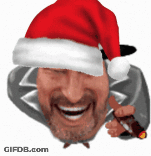 Man In Santa Hat Smiling Holding Cigarette GIF