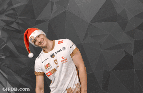 Man In Santa Hat Wearing Plus Shirt GIF