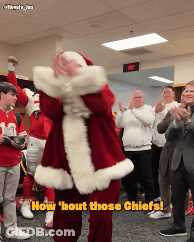 Man In Santa Suit Dancing How Bout Those Chiefs GIF