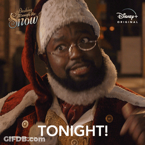 Man In Santa Suit Saying Tonight Disney Ad GIF