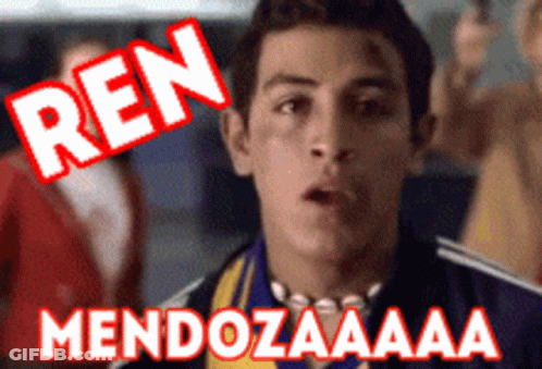 Man In Scarf Saying Ren Mendozaaaa GIF