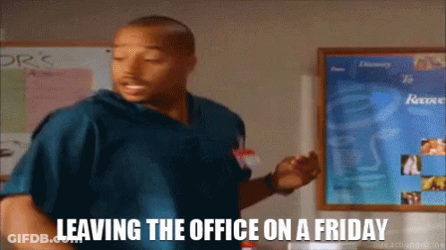 Man In Scrub Top Leaving Office On Friday GIF
