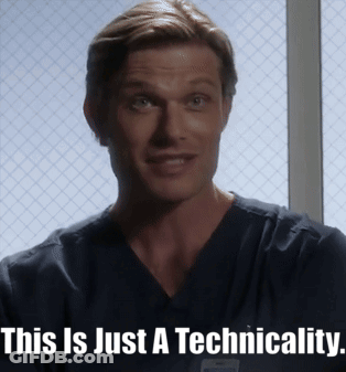 Man In Scrub Top With This Is Just A Technicality Below GIF
