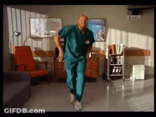 Man In Scrubs Dancing With TPS On Bottom GIF