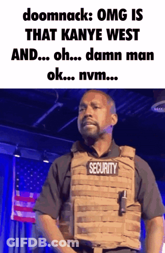 Man In Security Vest Making Funny Face GIF