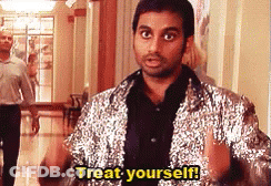 Man In Sequined Jacket Says Treat Yourself GIF