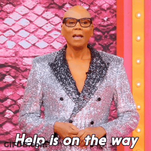Man In Sequined Suit And Glasses Help Is On The Way GIF