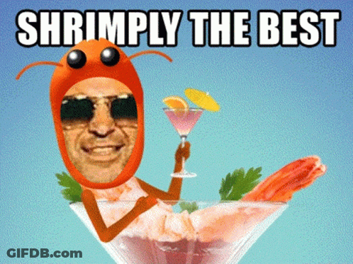 Man In Shrimp Costume Holding Martini GIF