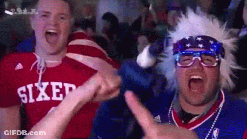 Man In Sixers Jersey Giving Thumbs Up GIF