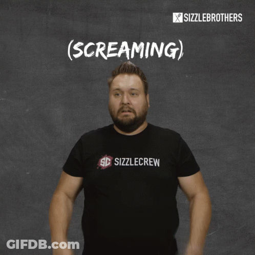 Man In Sizzlecrew Shirt Screaming GIF