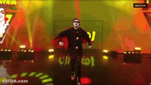 Man In Skeleton Costume Walking Stage Back In 1:55 GIF