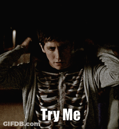 Man In Skeleton Shirt Saying Try Me GIF