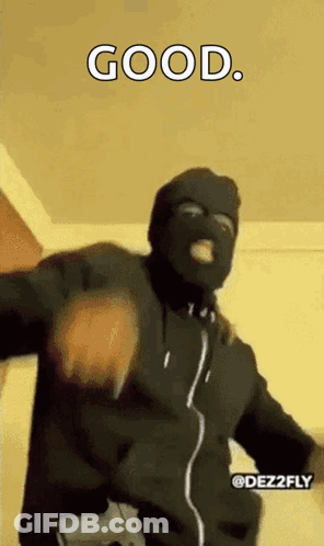 Man In Ski Mask And Hoodie Dancing Saying Good GIF