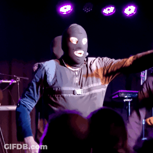 Man In Ski Mask At Concert GIF