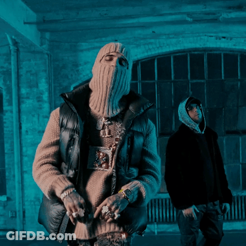 Man In Ski Mask Beside Man In Hoodie GIF
