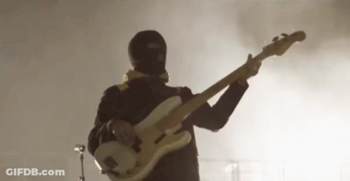 Man In Ski Mask Playing Bass Guitar GIF