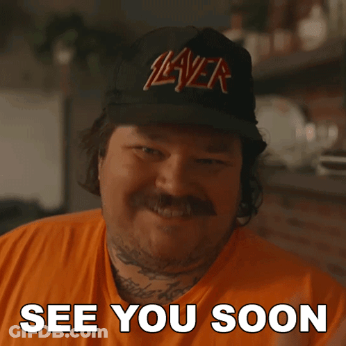Man In Slayer Hat Saying See You Soon GIF