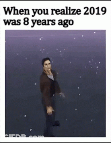 Man In Snow Realizing 2019 Was 8 Years Ago GIF
