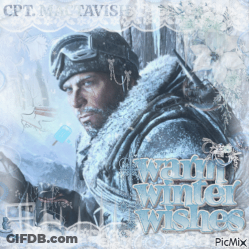 Man In Snow Warm Winter Wishes GIF