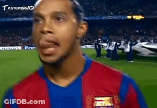 Man In Soccer Uniform Making Funny Face On Soccer Field GIF