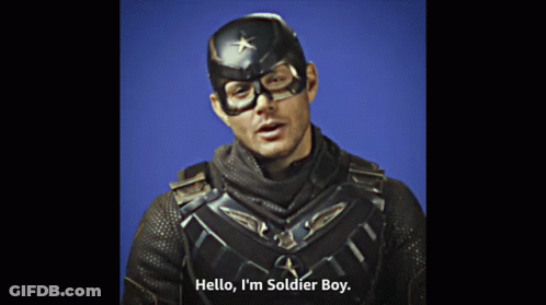 Man In Soldier Boy Costume Saying Hello GIF