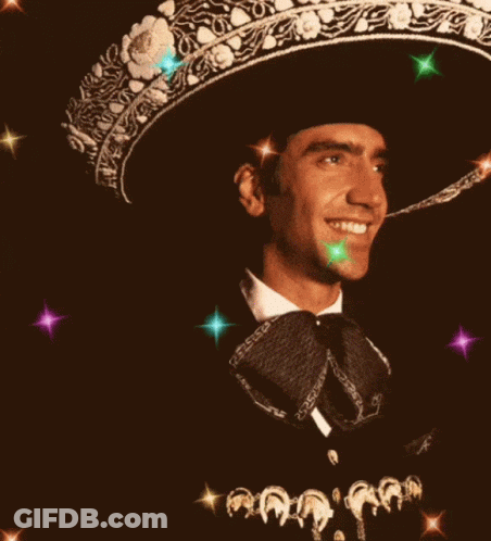 Man In Sombrero And Bow Tie Smiling With Heart GIF