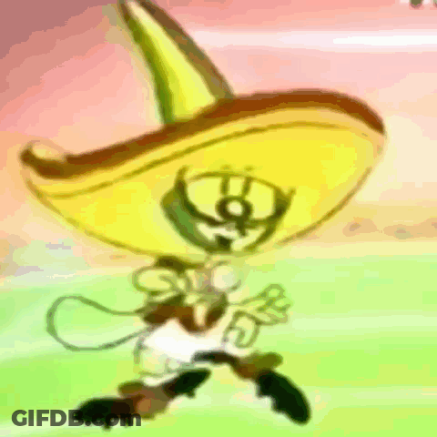 Man In Sombrero And Bow Tie Smiling With Heart Background GIF