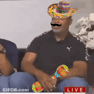 Man In Sombrero And Mustache Holding Maracas GIF