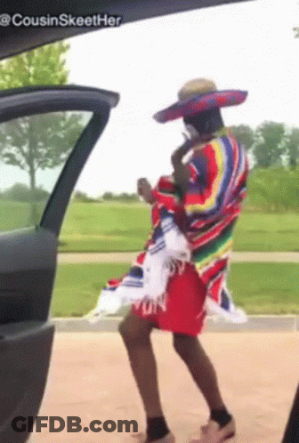 Man In Sombrero And Poncho Dancing GIF