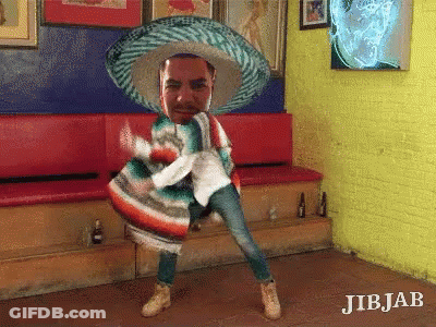 Man In Sombrero And Poncho Dancing JibJab GIF