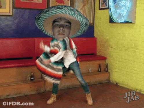 Man In Sombrero And Poncho Dancing GIF