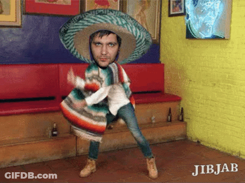 Man In Sombrero And Poncho Dancing With JibJab GIF