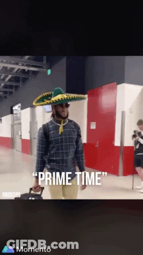 Man In Sombrero And Sunglasses Carrying Suitcase Saying Prime Time GIF