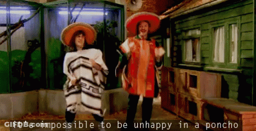 Man In Sombrero And Woman In Poncho Dancing GIF