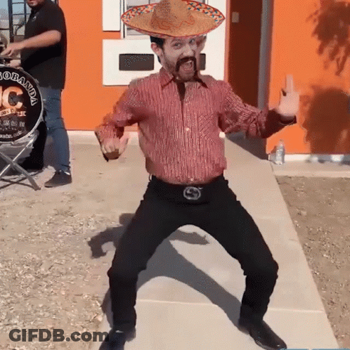 Man In Sombrero Dancing Near Drum Saying Colorada GIF