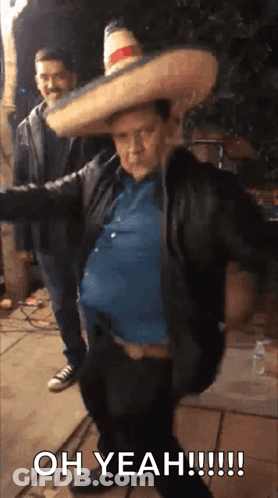 Man In Sombrero Dancing Saying Oh Yeah GIF