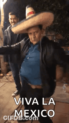 Man In Sombrero Dancing Viva La Mexico GIF