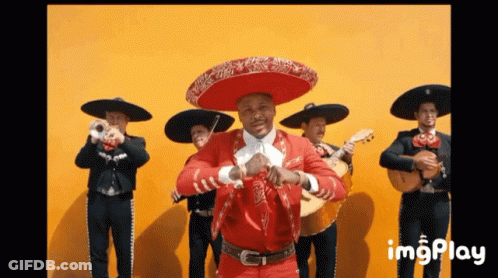 Man In Sombrero Dancing With Mariachis GIF